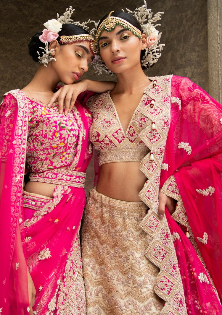 Full Work Gota Pati Hot Pink Mazenta Bridal Lehenga, Wedding Lehnga, Indian  Outfit, Dresses by Heer - Etsy