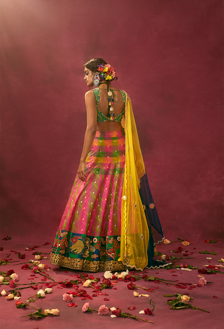 Multicolour Banarasi Silk Lehenga
