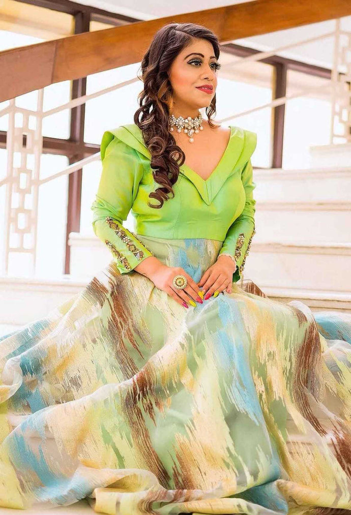 Pooja Bhalla in Sea Green Gown